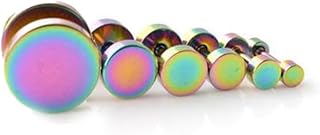 フラットラウンドバーベルプラグスタッドピアス 6個 316サージカルステンレススチール 3mm-12mm メンズ レディース ユニ