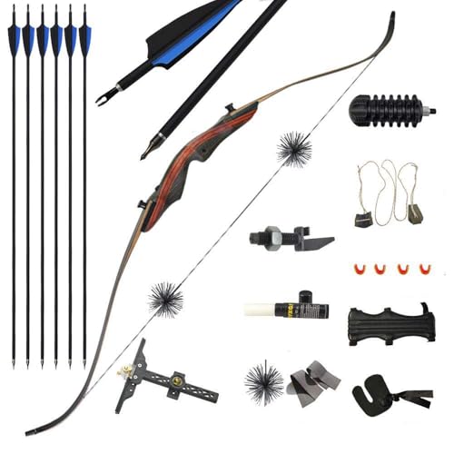 SHARROW 62'' Takedown Recurve Bow and Arrow Set,20-50lbs Targeting Practice Adult Bow for Right Hand Archery Hunting,with Bow Accessory and Protective Gear