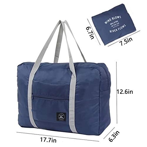 Foldable Travel Duffel Bag Luggage Sports Gym Water Resistant Nylon Multipurpose for Clothes Organizer (Blue)4