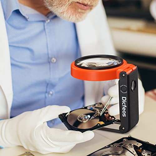 Dicfeos DIC027 30X 40X Magnifying Glass With Light And Stand, Non-Rechargeable, Folding Design 32 Led Illuminated For Close Work, Handheld Large Glasses Reading thumb #6