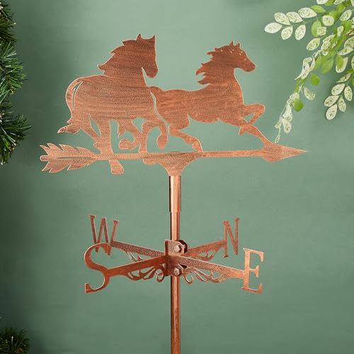 SUPERDANT Horse Weather Vane Animal Wind Vanes for Yard Animals Metal Weathervane Roof Mount for Gardens Outside Reddish Copper Weathervanes Farmhouse Farm Barn Sheds Patio Decorations Gift
