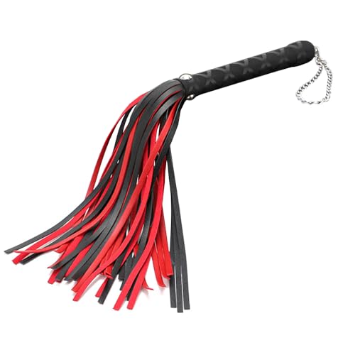BDSM Flogger Sex Whip Red Horse Whip Sex Toy for Adult Play SM Role Play Bedroom Spanking Leather Flogger for Couples Fetish Men Women