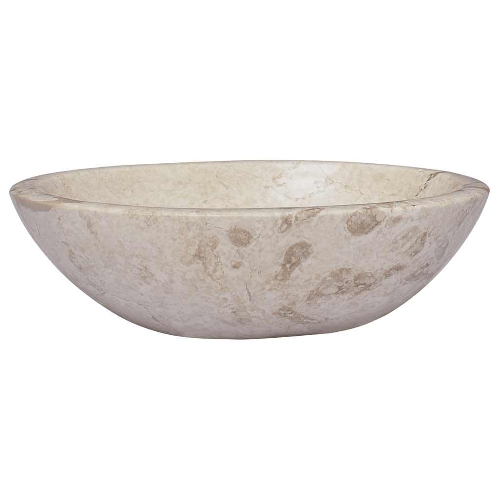 vidaXL Sink Wash Basin Washroom Sink Bathroom Natural Stone Basin Toilet Washroom Accessory Washing Tool Indoor Cream 53x40x15 cm Marble