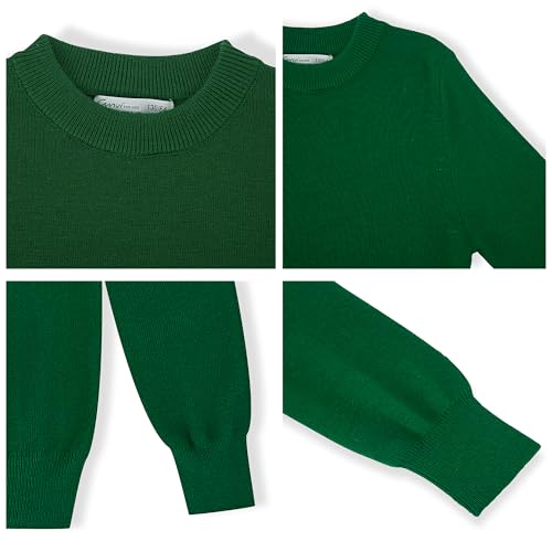Image of CUNYI Boys Girls Crewneck Sweater Long Sleeve School Uniform Pullover Thermal Wool Solid Knit Top