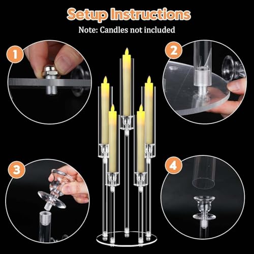 Bougeoir transparent de 69,1 cm de haut compatible bougie LED