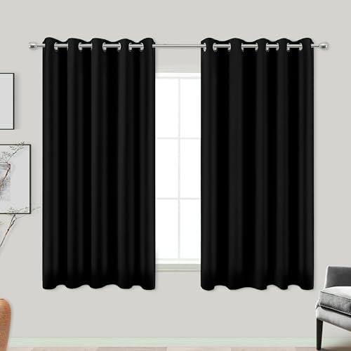 Image of KOUFALL 60x45 Inch Length Black Blackout Curtains for Living Room