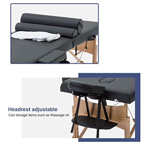Massage Table Massage Bed Spa Bed 73 Inch Heigh Adjustable 2 Fold Portable Massage Table W/Sheet Cradle Cover 2 Bolster Hanger Facial Salon Tattoo Bed #TOP3