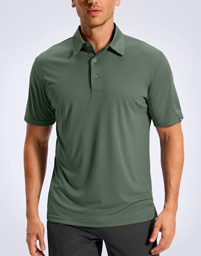 G Gradual Mens Golf Shirt Short Sleeve Dry Fit Moisture Wicking Lightweight Performance Athletic Grid Summer Collared Polo Shirts for Men(Ash Green,Large) — view 2