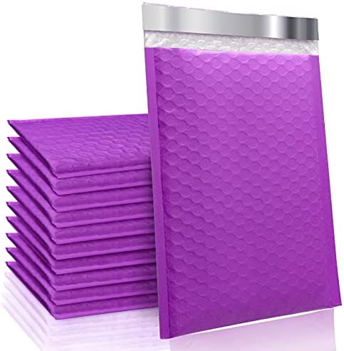 TOMVYTER 6x10 Poly Bubble Mailers #0 Padded Envelopes, 25pcs Self Seal Mailing Envelopes Bubble Padded Mailers(Purple, Inside Size: 6x9")