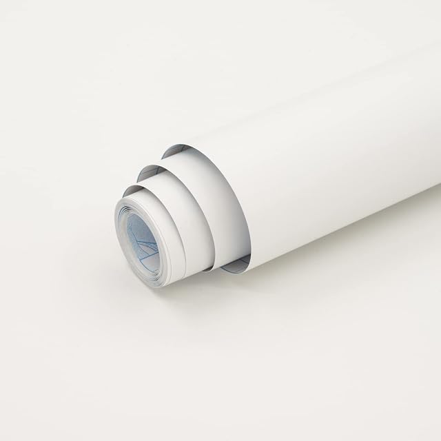 Hode Self Adhesive Wallpaper Sticky Back Plastic White 40cmX3m Peel and Stick Waterproof Removable Vinyl for Cabinets Kitchen Shelf Liner Furniture Easy to Install and Remove