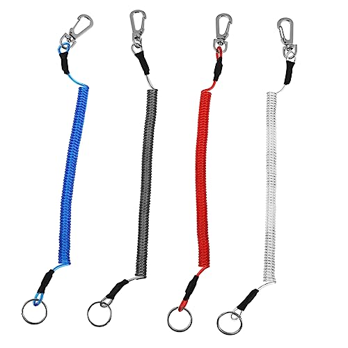 Happyyami 4 Pack Retractable Fishing Wire Spring Ropes TPU Steel Wire Lanyard for Hiking Climbing Outdoor Sports