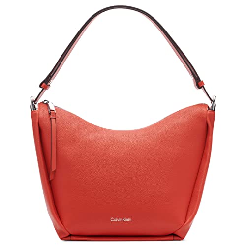 Calvin Klein Prism Top Zip Convertible Hobo Shoulder Bag, Spicy Orange, One Size