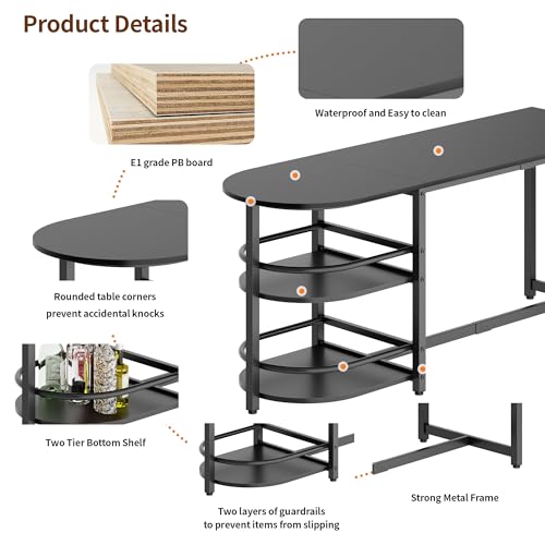 image for DlandHome 70.8’’ Oval Dining Table with 2 Storage Space,Curved Kit
