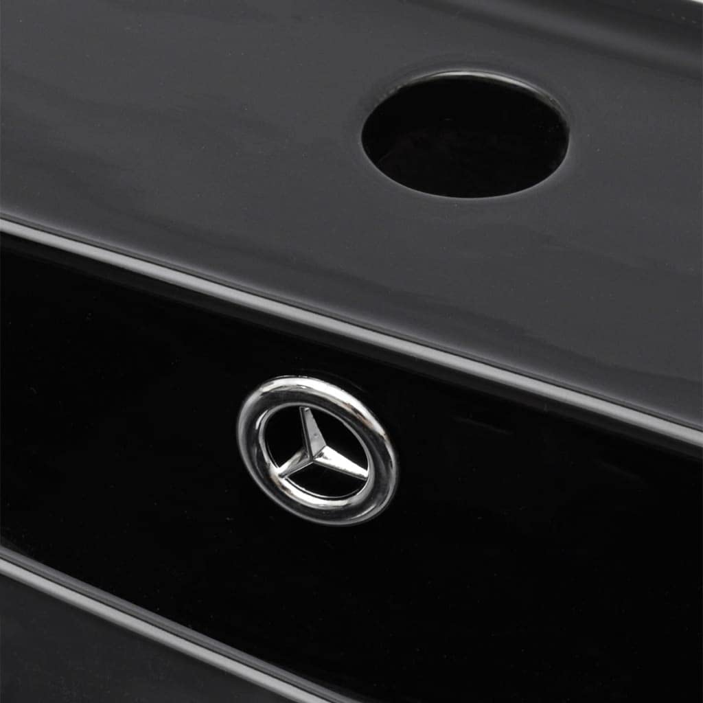 Lavabo de cerámica negro rectangular 465 x 320 x 115 mm con orificio para grifo rebosadero y orificio de desagüe para baño, lavabo, ahorro de espacio, equipamiento sanitario