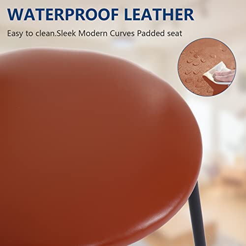 Barstools Set Of 2, Faux Leather Counter Stool With Rattan Backrest Modern Industrial Upholstered Counter Height Stools Urban Mid Century Bar Chairs With Footrest For Kitchen Dining Room Wine Bar #TOP2