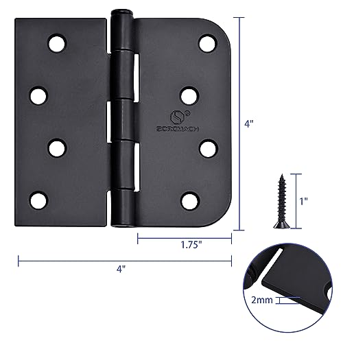 Door Hinge 4 Inch Interior Door Hinges Oil Rubbed Bronze Black 4 Inch Interior Hinges Flat Iron Hinge 4"x 4" Door Hardware 5/8" Radius - 12 Pieces by SORGMACH - Image 3
