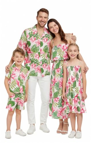 Image of Hawaii Hangover Family Matching Hawaiian Clothes, Lotus & Orchid | Family matching Hawaiian outfits, Lotus & Orchid, lightweight rayon, machine washable, tropical floral print, luaus, cruises