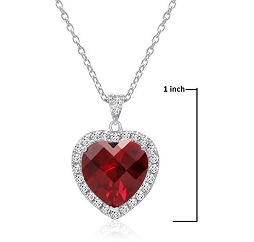 Sterling Silver Created Ruby And White Sapphire Heart Pendant-Necklace (12Ct Tgw) #TOP2