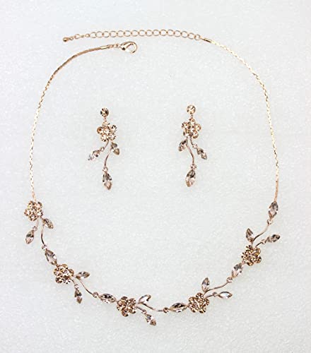 Image of Faship Gorgeous Rhinestone Crystal Floral Necklace Earrings Set