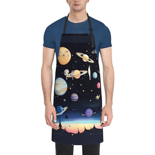 LiuMng Saturn Jupiter Wasserdichte Schürze mit Erddruck, verstellbare...