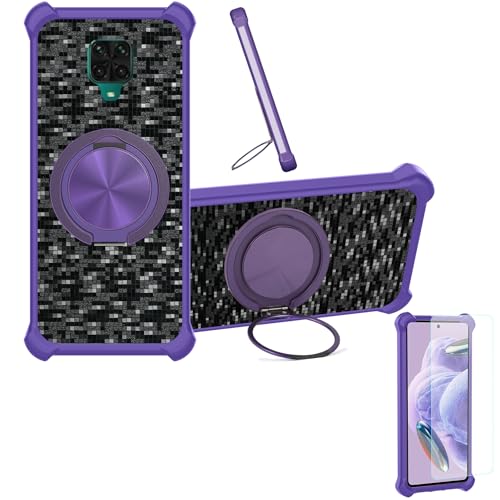 �Ή� Xiaomi Redmi Note 9 �P�[�X Phone Case [1�� 9H+�d�x���� �K���X�t�B����][360°��]���X�^���h�A�}�O�l�b�g��]CX-15-ZI