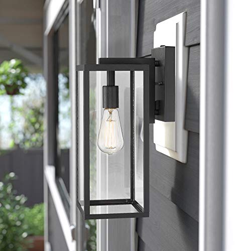 Bestshared 15" Outdoor Wall Lantern, 4 Pack Exterior Wall Sconce Light Fixtures,Wall Mounted Single Light, Black Wall Lamp With Clear Glass #TOP4