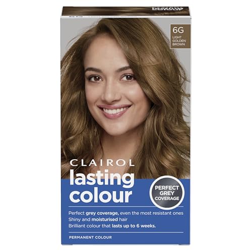Clairol Lasting Colour Permanent Hair Dye | Ideal Grey Coverage | Shiny and Moisturised Hair | 6G Light Golden Brown