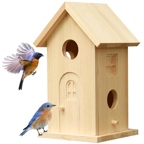 Birdhouses for Outside,Wood Bird House, Hanging Wooden Craft House to Paint,Birdhouse Kit for...