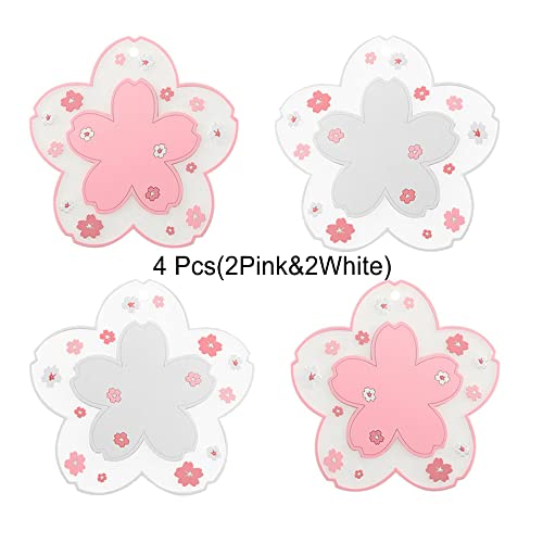 Coffee Mat Kawaii Coaster Cup Pvc Home Tea Mug Coaster Durable Anti-Skid Pot Bowl Pad Placemat Cherry Blossom Coaster (Small 4Pcs) #TOP1