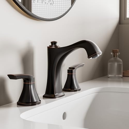 Oil Rubbed Bronze Bathroom Faucet 3-Hole, Sanliv Widespread Bathroom Sink