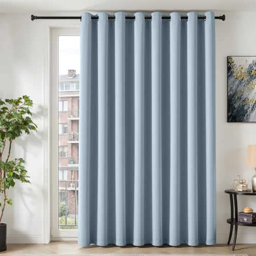 TOPICK Gardinen Verdunklungsvorhänge Vorhänge H245xB280 1 Stück Hellblau | Vorhänge Blickdicht Schlafzimmer Gardinen mit Ösen Wohnzimmer Fensterdekoration Übergardinen blackout Cur