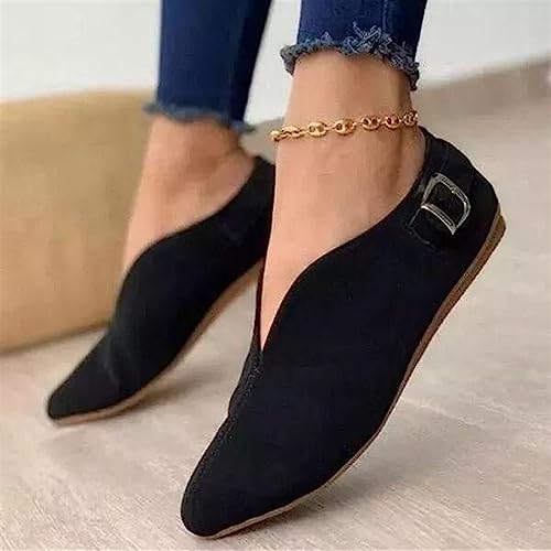 Women's Slip On Pointy Toe Loafers Comfort Low Top Suede Flat Sandals Ladies Wide Width Anti Slip Rubber Sole Loafer for Work Cocktail Sports Driving3