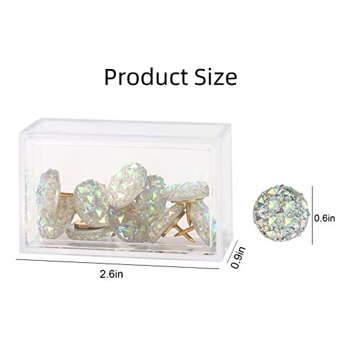 Diamond Push Pins Decorative Crystal Thumb Tacks Large Head Pins For Bulletin Board, Crafts, Diy And Office Organization (Clear) #TOP6