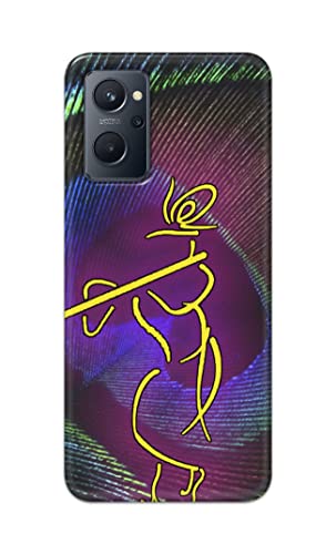 Image of PRINTFIDAA Lord Krishna On Peacock Feather Hard Back Cover for Realme 9i Back Cover -(P6) KAT1007
