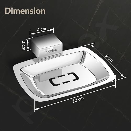 Image of Plantex Soap Holder for Bathroom /304 Grade Stainless Steel Soap Dish /Soap Case /Soap Stand /Bathroom Accessories - Pack of 1 (Tesla, 2701, Chrome)