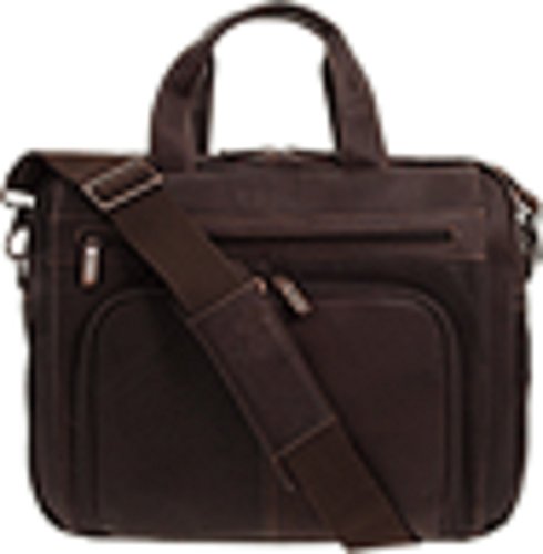 Kenneth Cole Reaction Full-Grain Colombian Leather Briefcase Expandable RFID 15.6' Laptop Computer Business Portfolio Shoulder Bag, Brown