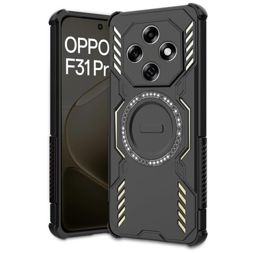 Image of AESTMO Back Case Cover for Oppo F31 Pro 5G | Magnetic Case with Built-in Metal Ring | Compatible with MagSafe Accessories | Shockproof Hybrid (PC + TPU, Black)
