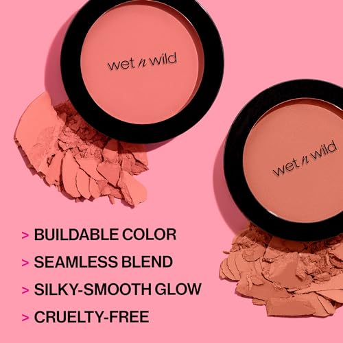 wet n wild Color Icon Blush, Effortless Matte Natural Sheer Glow & Seamless Blend, Luxuriously Infused Smooth Jojoba Oil, Cruelty-Free & Vegan - Pinch Me Pink