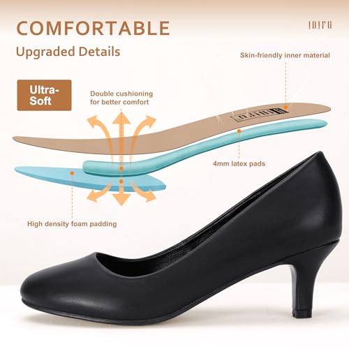 IDIFU Women's Classic Low Heels Dress Pumps 2 Inch Kitten Heel Round Toe Office Wedding Shoes3