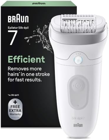 Braun Epilierer Damen Silk·épil 7, Ladyshaver, 7-011, Silber | Breitem Kopf für Eine Einfache Haarentfernung, Nass Und Trocken, Langanhaltend Glatte Haut, Wasserdicht