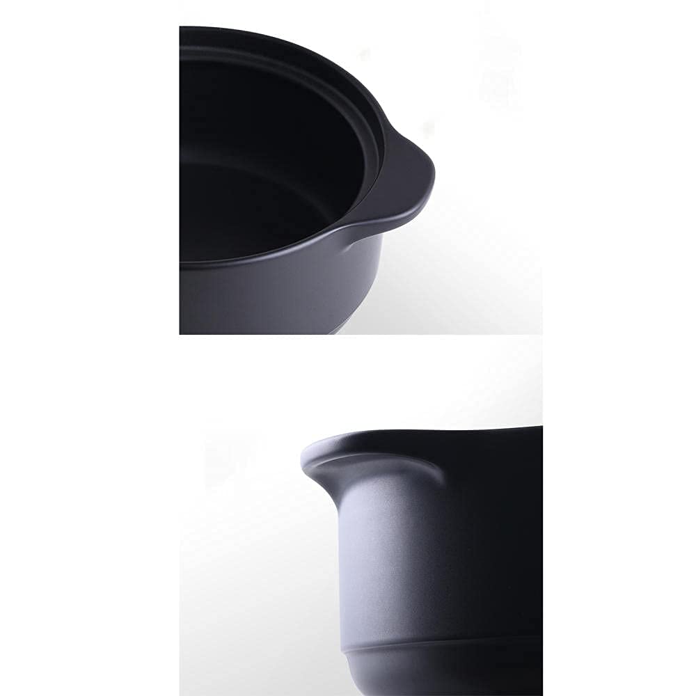 Pentola in Terracotta, Resistente al Calore, in Ceramica, Porcellana, Nera, pentola in Terracotta, pentola in Terracotta, pentola per zuppa, zuppiera-3L (4,2L)