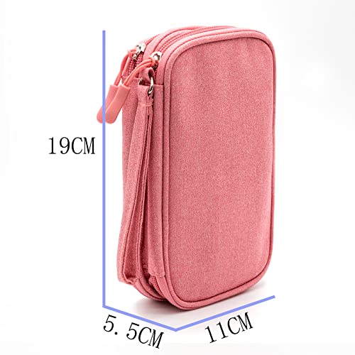 Ruyosn Cable Organiser Bag Waterproof Small Cable Bag Double Layer Hard Drive Bag Electronic Bag Electric Organiser Cable Bag Electronics Accessories Organiser Cable for Travel Pink - Image 2