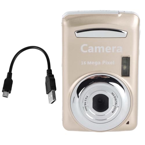 WGFOIP Appareil Photo Numérique, 16MP 720P Mini Video Camera Rechargeables Appareil Photo avec 16X Digital Zoom pour Enfants, Adolescents, Camping(Or)