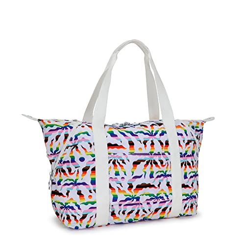 Image of Kipling Art Medium Printed Tote Bag Rainbow Palm