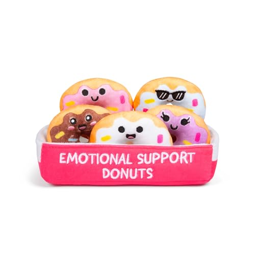 Image of WHAT DO YOU MEME? Emotional Support Donuts by Relatable, Cuddly Stuffed Animals and Toys, Squishy Toys and Plushies, Great Ideas for Loved Ones of All Ages, Includes 5 Plushies with Carrying Basket