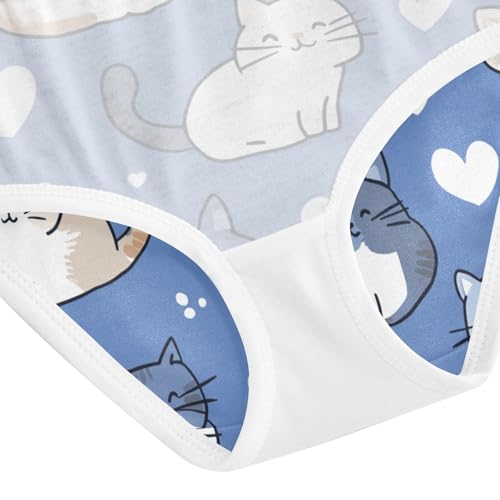 Wusikd Cute Cats White Girls' Underwear Cotton Heart-shaped Girls Briefs Soft Toddler Underwear 2T 5