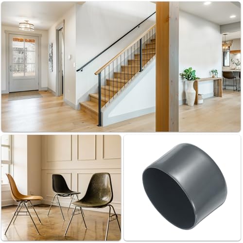 Image of uxcell 2pcs Rubber End Caps 63mm(2 1 /2 Inch) ID x 40mm(1 9 /16 Inch) H Vinyl Round Tube Bolt Cap Cover Screw Thread Protectors Dark Grey, 40mm Height