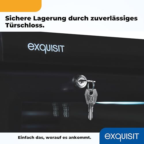 Exquisit Glastürkühlschrank GKS350-1-GT-280D schwarz | 320 Liter Nutzinhalt | LED-Innenbeleuchtung | Umluftventilator | Türschloss