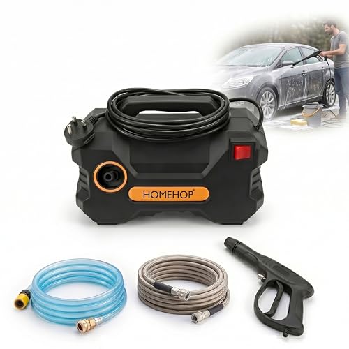 Image of Homehop Car Washer High Pressure Gun Portable Water Spray Cleaning Machine | Pressure Washer for Car 850W Electric Pump Machine Bikes, Floor, Gardens, Tank And Outdoor Spaces (7m Hose Pipe ,ABS+Copper)