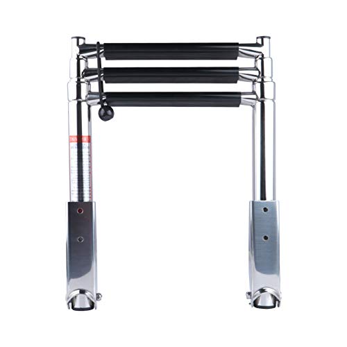 image for Hoffen 3 Step Boat Ladder, 304 Stainless Steel Telescoping Folding Pon